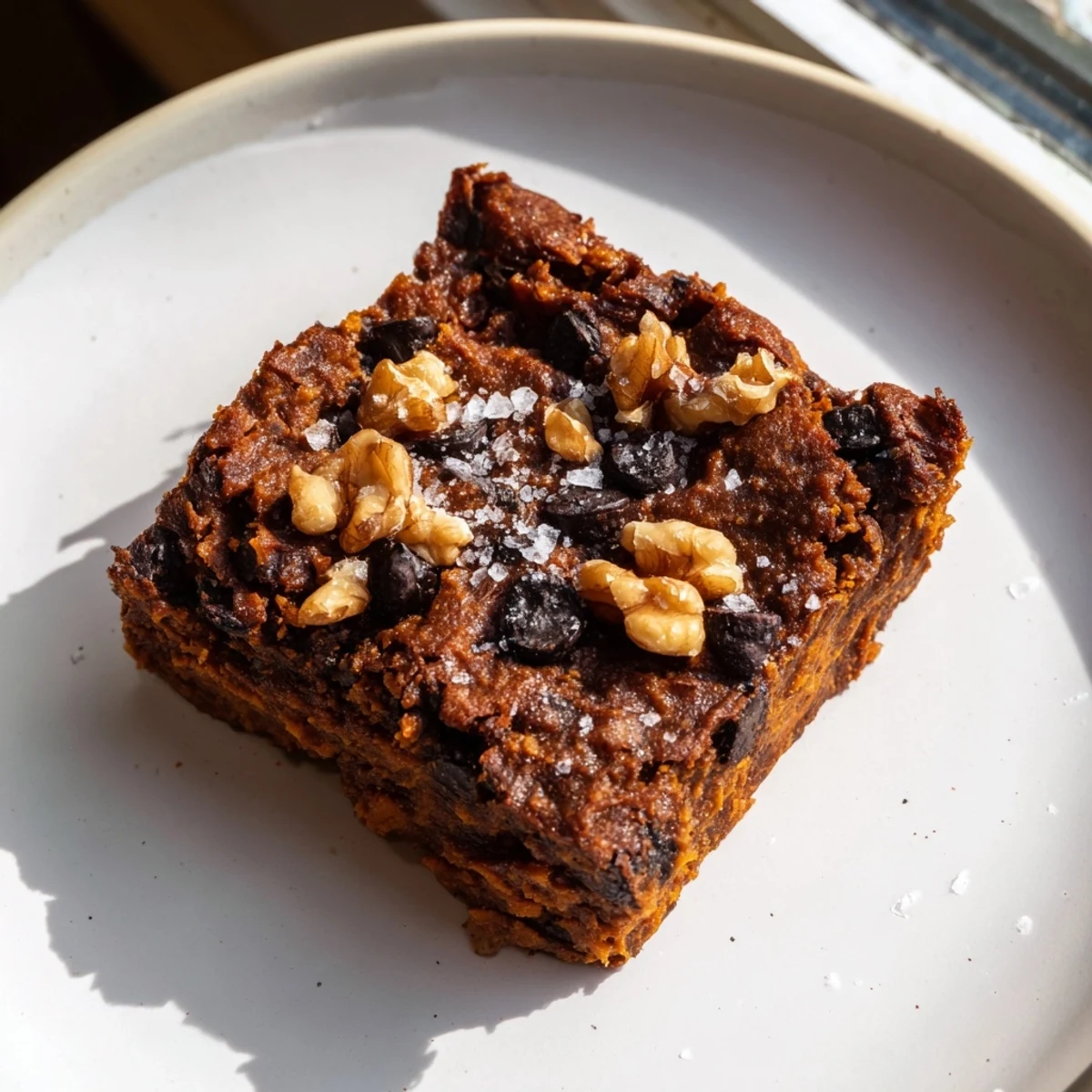 Warm sweet potato brownies, featuring a crackly top and moist interior, perfect for dessert.