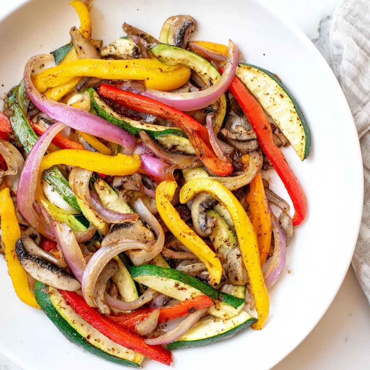 Sizzling Veggie Skillet Fajitas overflowing with colorful peppers and onions, ready to be wrapped.