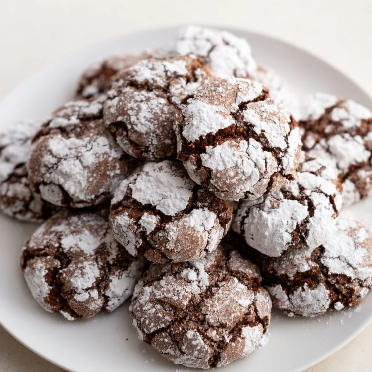 Plated Chocolate Gingerbread Crinkle Cookies offer a delightful blend of spice and chocolate flavors.