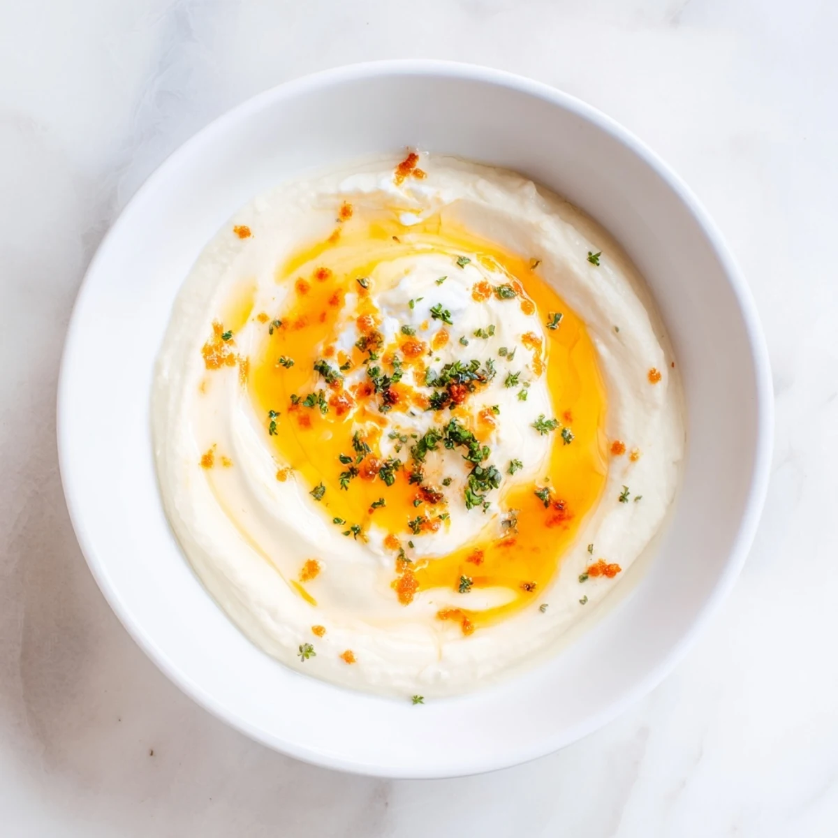 Creamy whipped ricotta dip swirled with hot honey, served alongside crunchy crostini slices.
