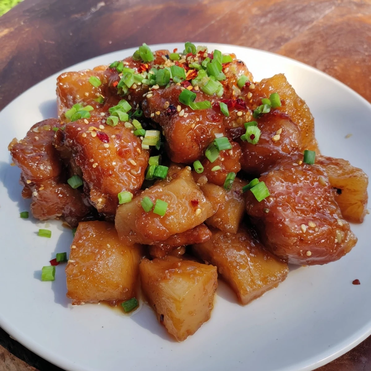 Tender chicken and pineapple chunks coated in sweet sauce, this amazing Brown Sugar Pineapple Chicken is delicious.