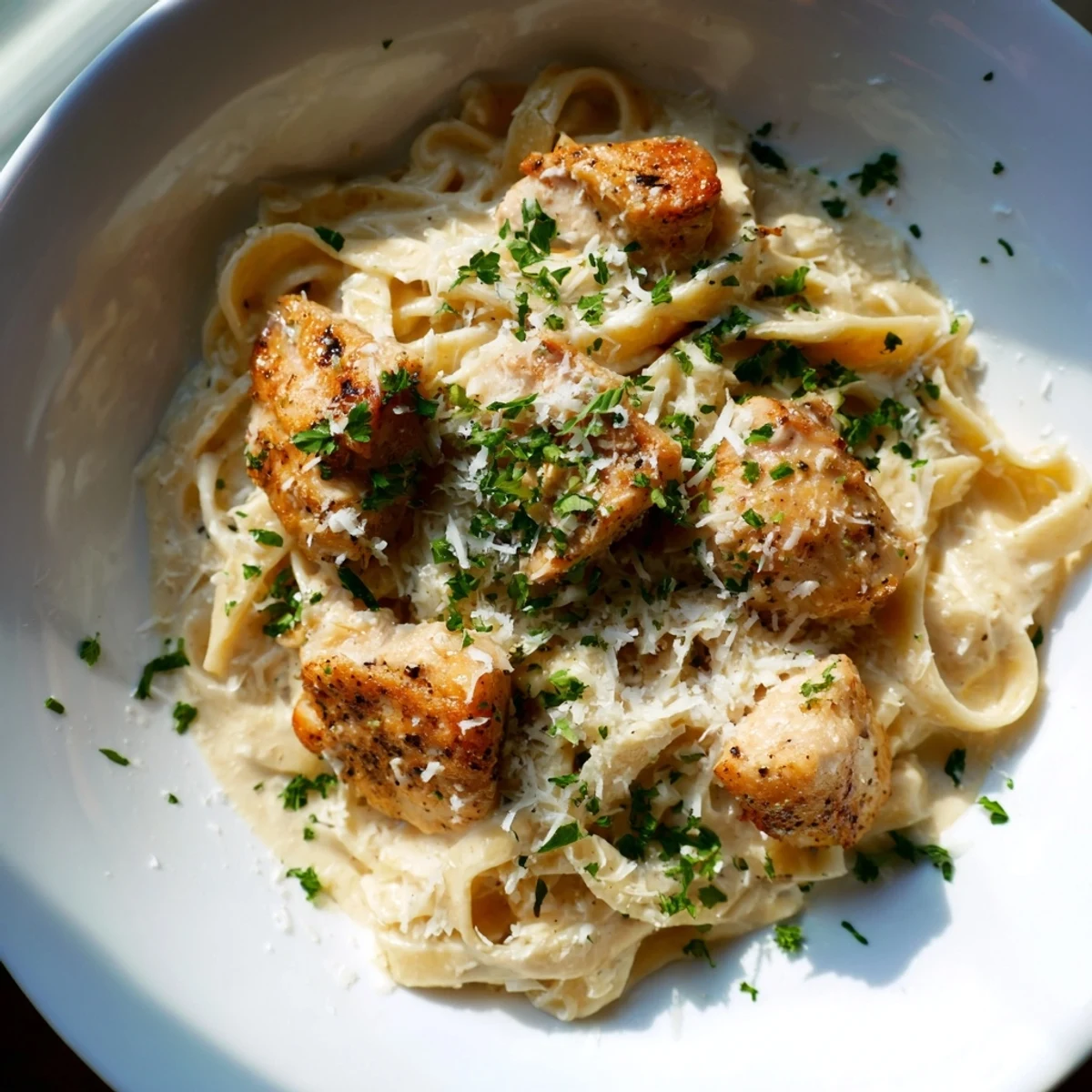 This Cowboy Butter Chicken Pasta features a luscious, golden sauce coating the pasta and chicken pieces.