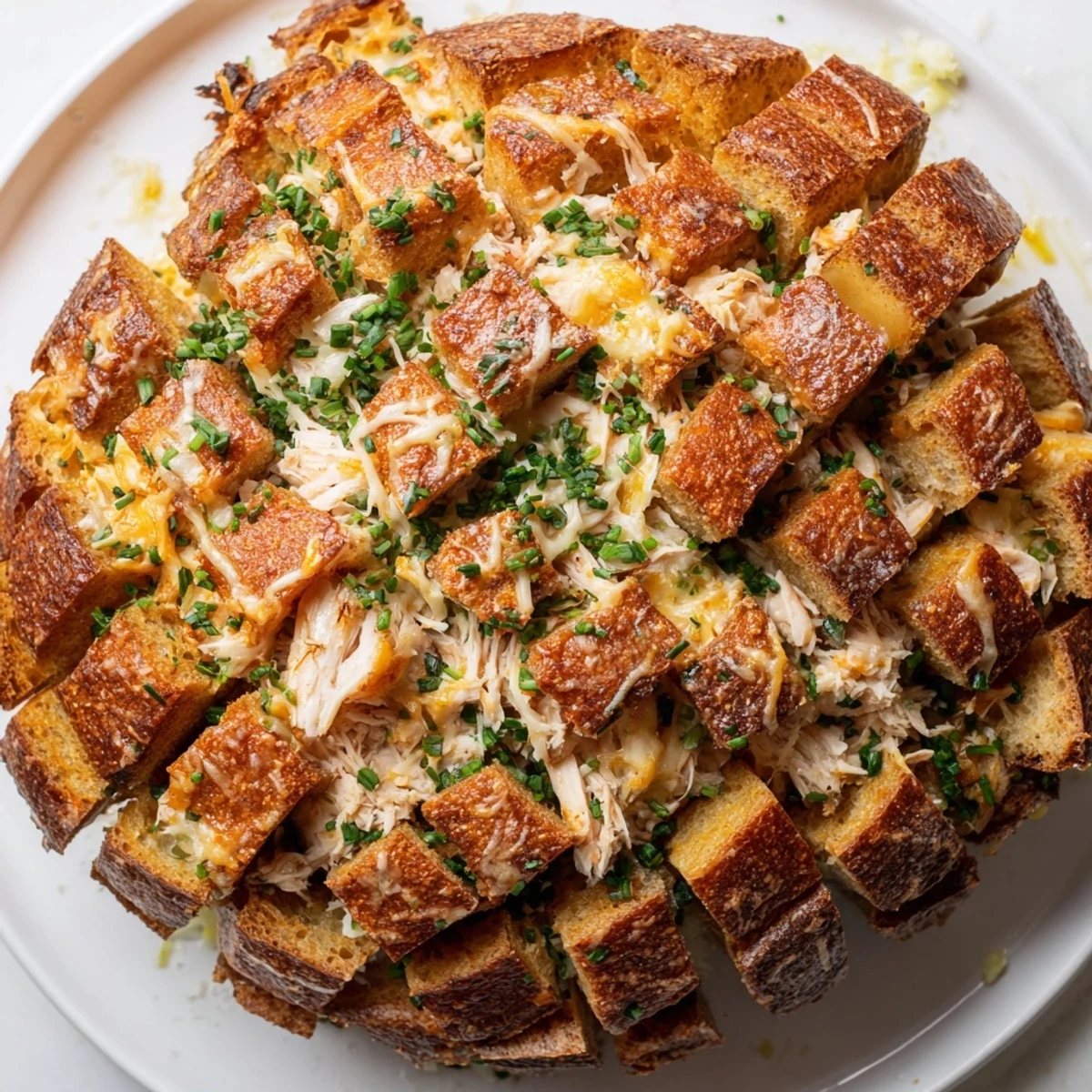 Imagine warm, pull-apart pieces of Cheesy Leftover Chicken Bake Bread, oozing with flavorful chicken and cheese.