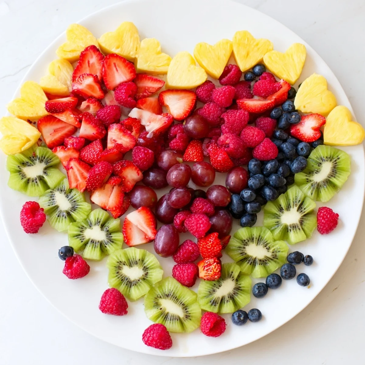 Vibrant Sweetheart Fruit Board, a romantic arrangement of fresh fruit, perfect for sharing and easy enjoyment.