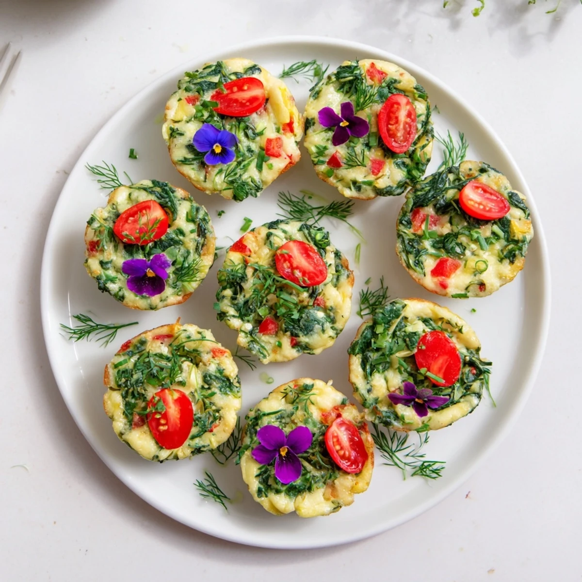 Couronne Florale Mini Quiches, golden and savory, showcasing fresh vegetables and creamy cheese filling.