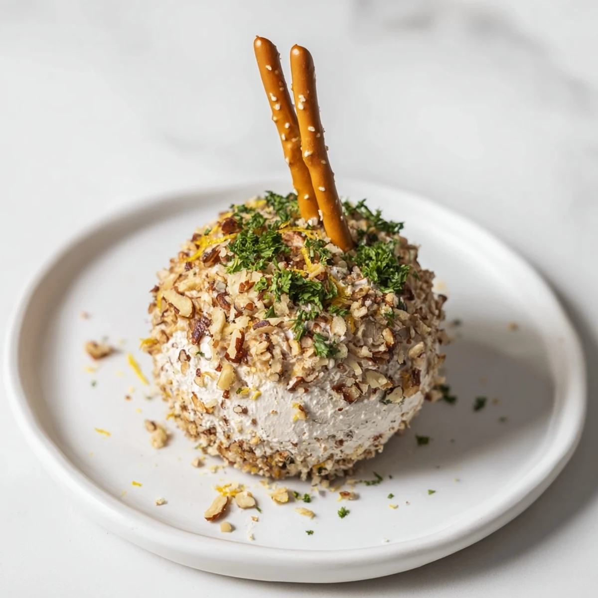 Champagne Cork Cheese Balls, beautifully coated and ready to serve for your next party appetizer.