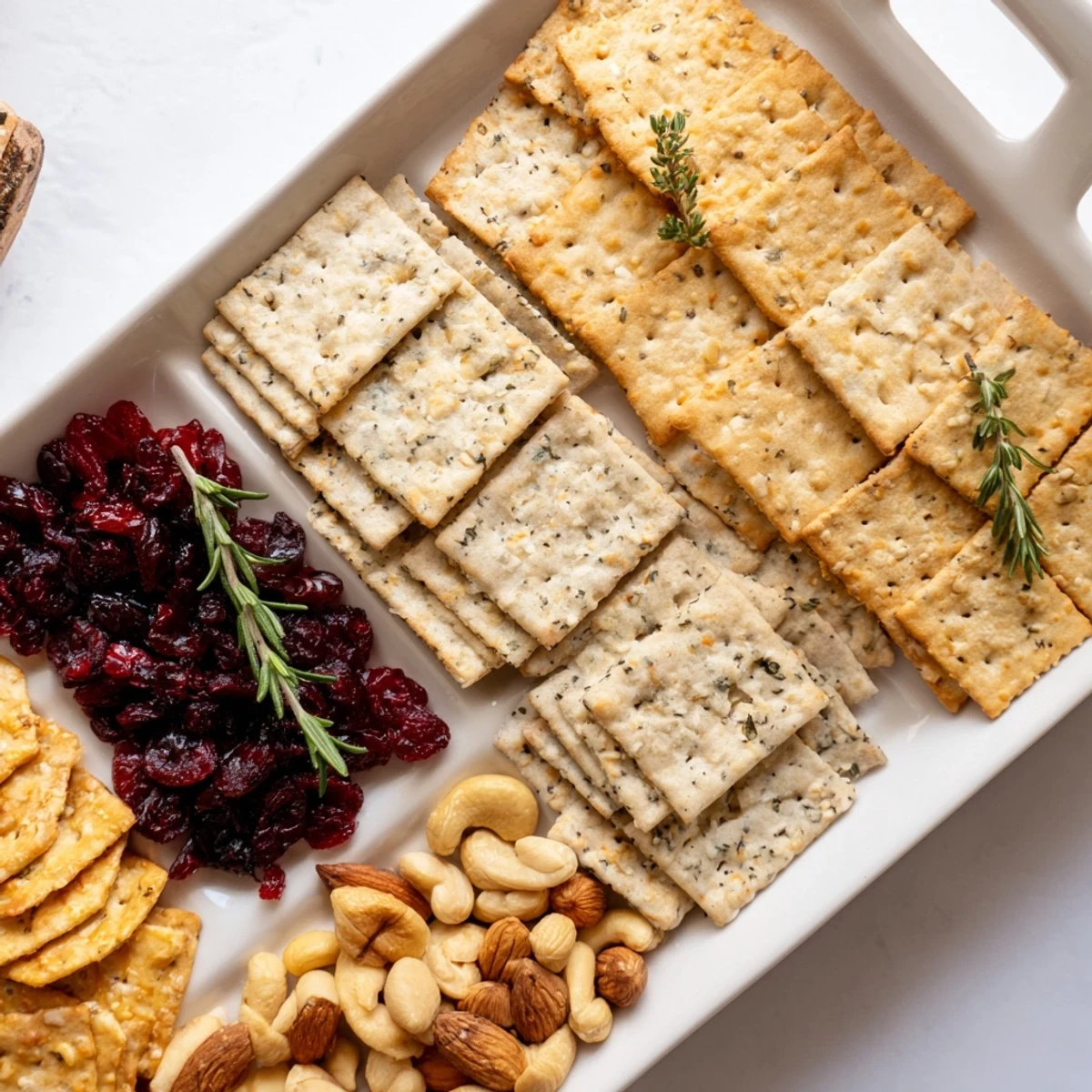 Beautifully arranged holiday crackers, from classic to specialty flavors, ideal for an appetizer spread.