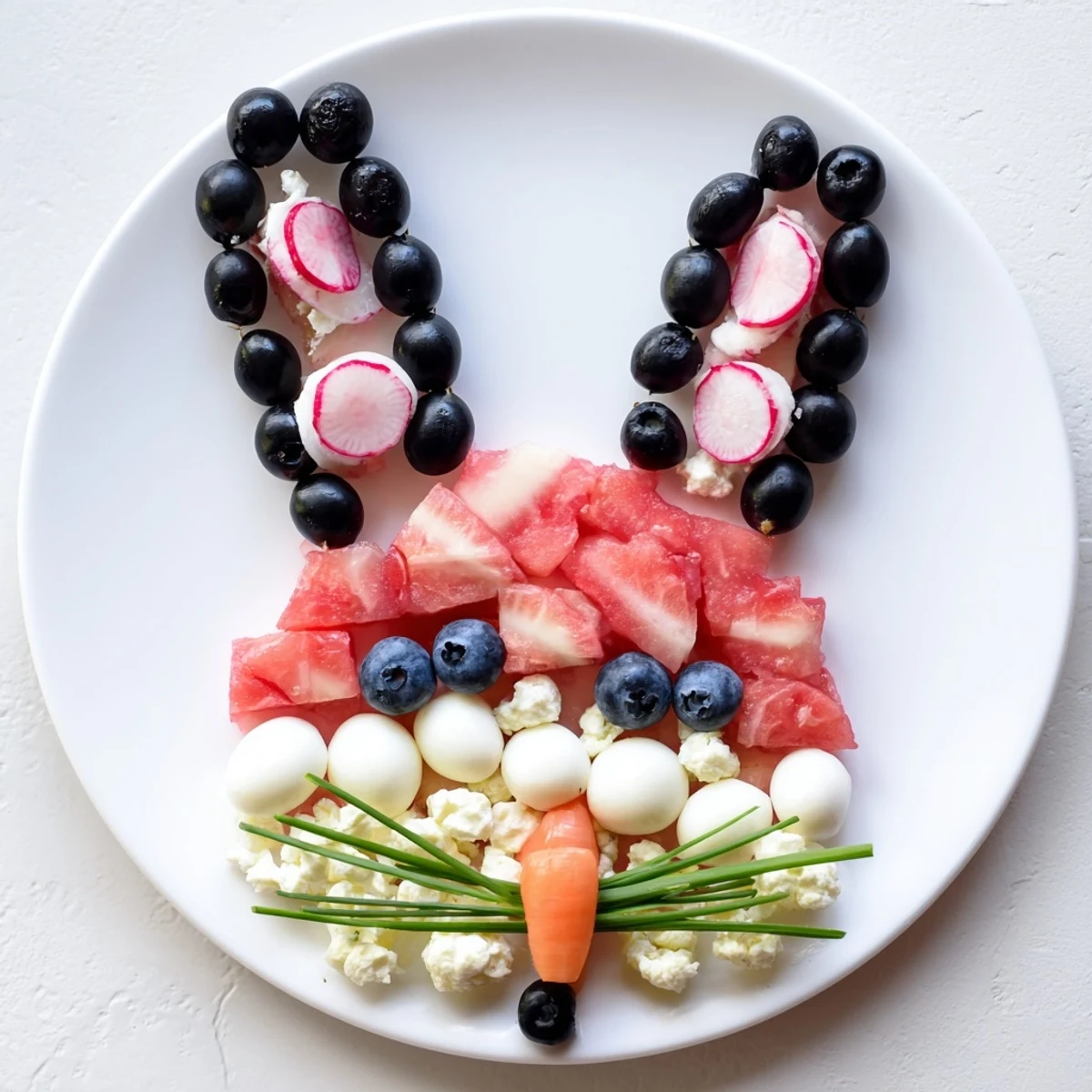 Visually stunning Bunny Silhouette, a delightful arrangement of pink and white ingredients ready to serve.
