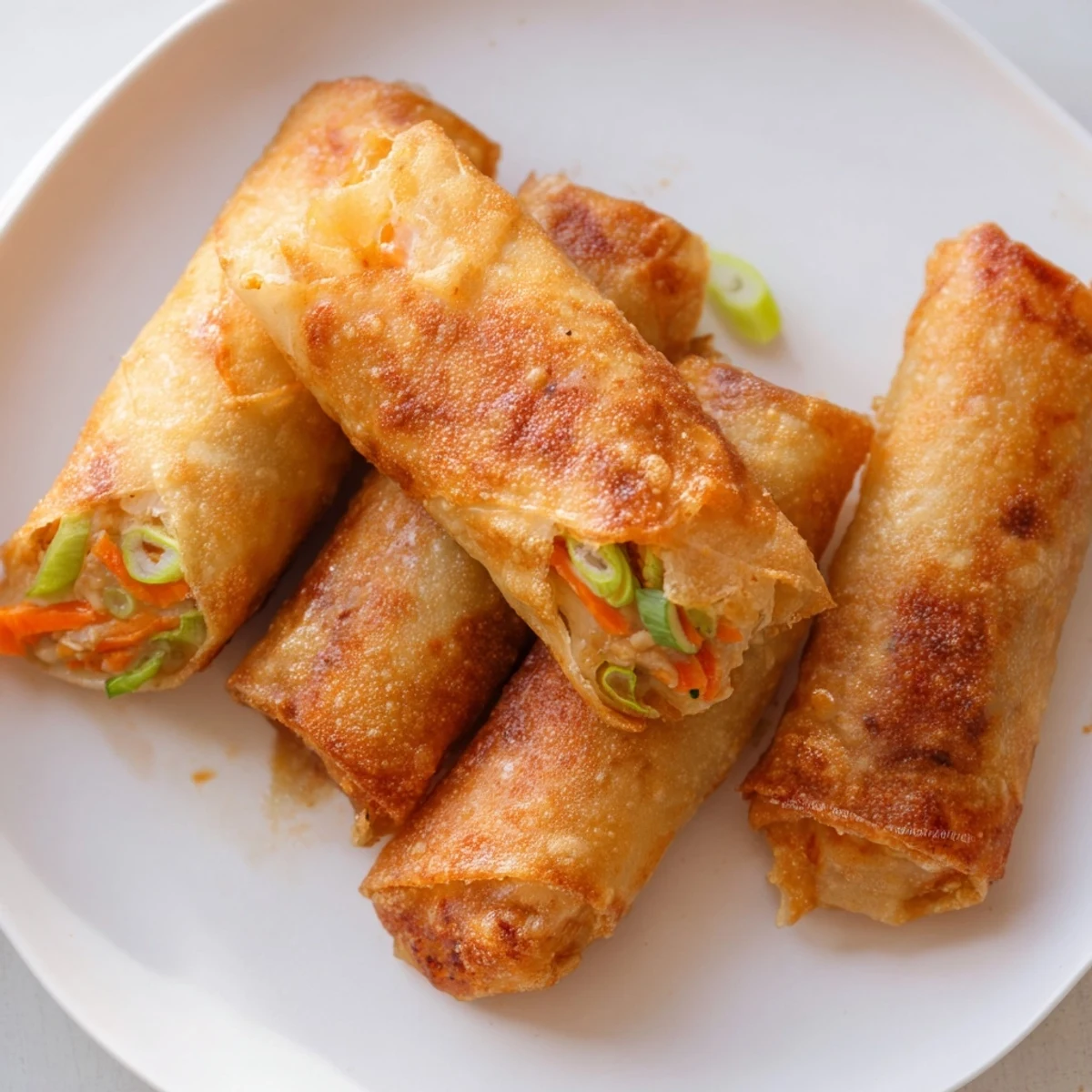 Golden and crispy air fryer chicken lumpia bites, a delicious Filipino appetizer with savory flavors.