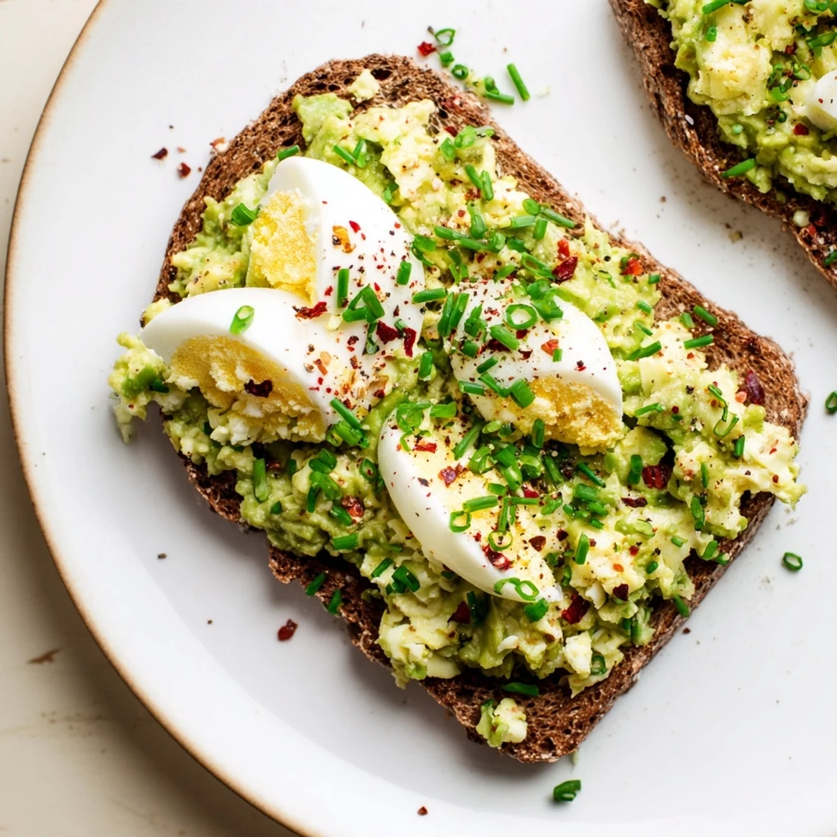Vibrant avocado egg smash with bright lemon hints, perfect for a quick and healthy lunch.