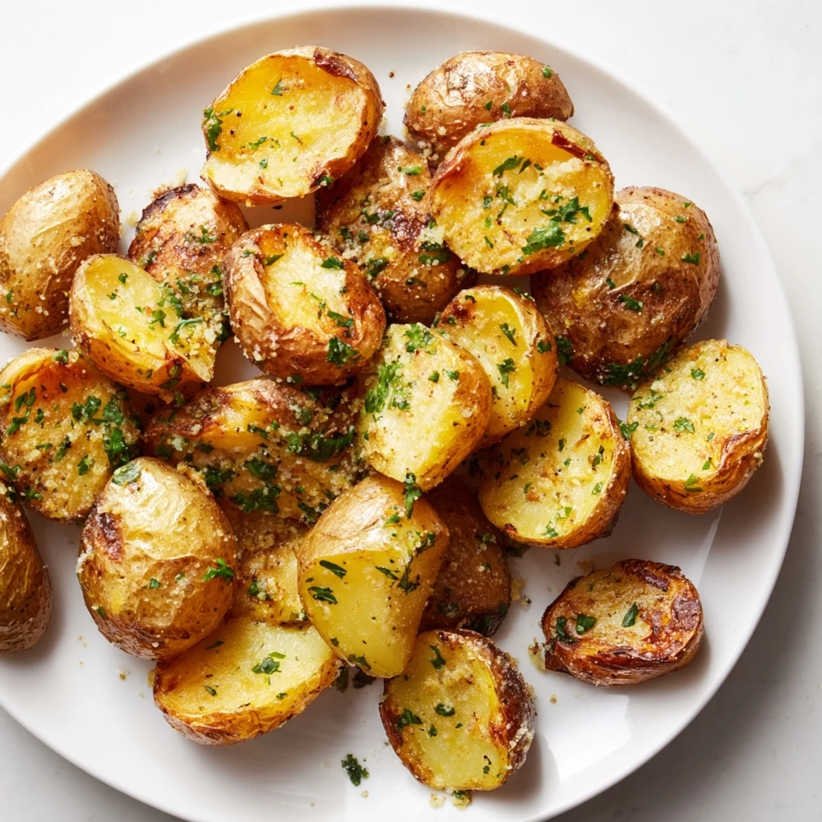 Smashed Garlic Parmesan Potatoes, fragrant with garlic, coated in melted butter and Parmesan, picture perfect.
