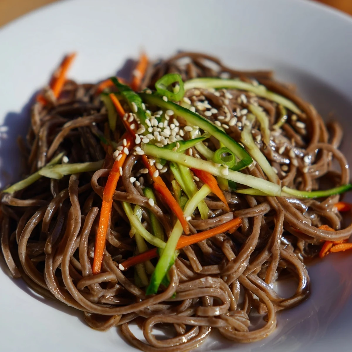 Vibrant image of chilled noodle lunch cups, layered with noodles, carrots, and cucumber; a healthy meal.