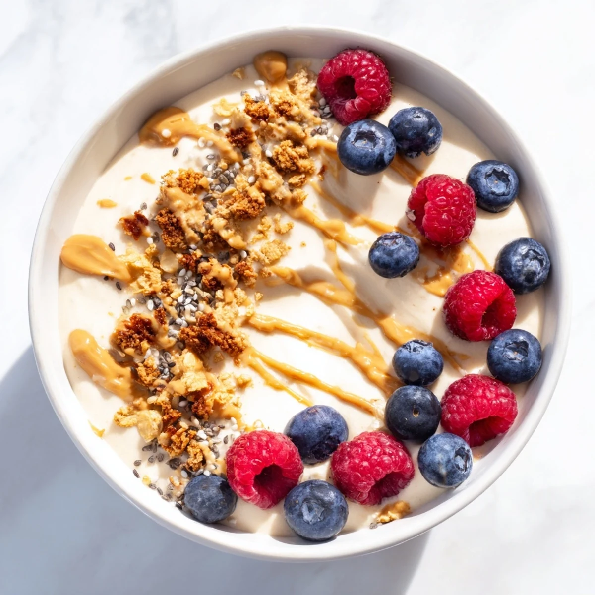 Protein ice cream bowls swirled with vanilla and banana, perfect for a cool, healthy treat.