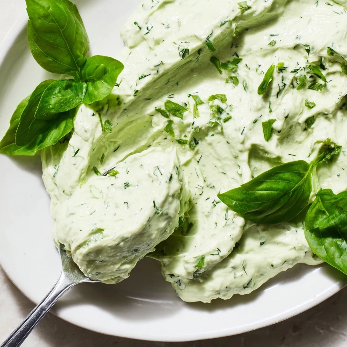Bright green Green Goddess Salad Dip in a bowl surrounded by fresh vegetable crudités and crispy tortilla chips.