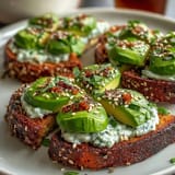 Golden toasted sourdough topped with shamrock-shaped avocado slices and everything bagel seasoning for a savory crunch.