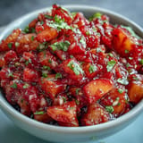 Vibrant Peach Jalapeño Salsa bursts with sweet peaches and spicy kick.