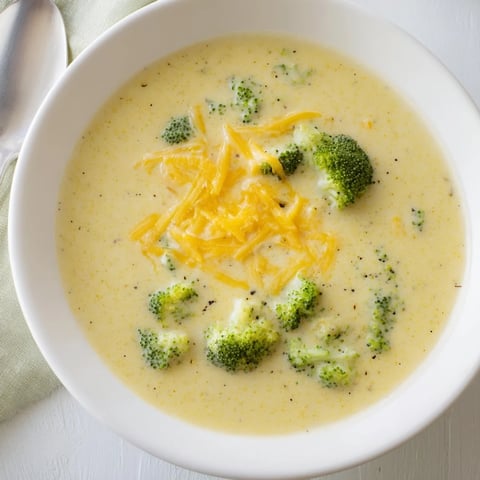 Creamy Broccoli Cheese Soup, a warm and comforting bowl with melted cheddar and tender broccoli florets.