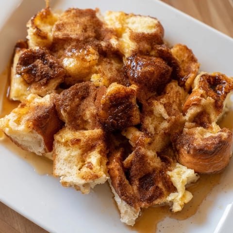 Golden-brown French Toast Bake, a comforting breakfast casserole perfect served with fresh berries.