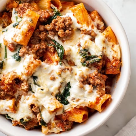 Baked Ziti with Sausage Spinach