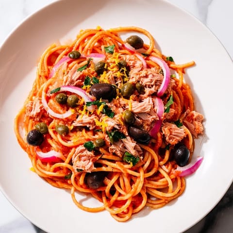 Pasta with Tuna Olives Capers