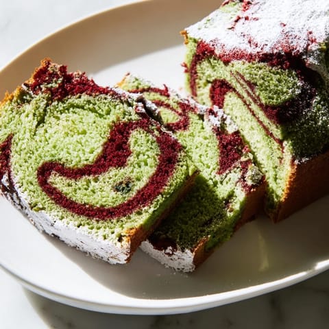 Red Green Matcha Marble Cake