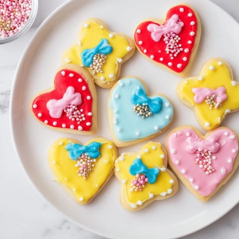 Delicate Pretty Bows Heart & Star Cookies feature charming bow designs and delightful sprinkles for your celebration.