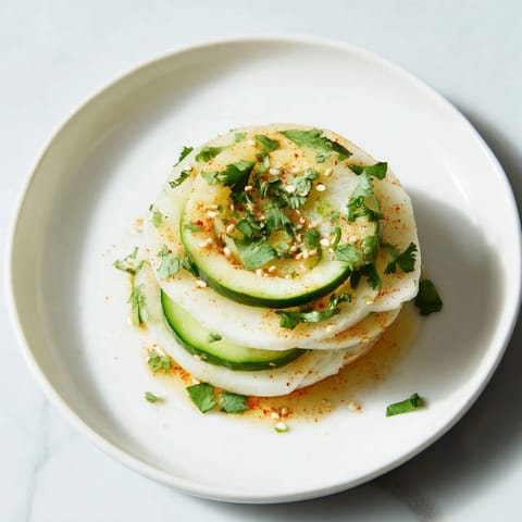 Jicama Cucumber Slice Stack