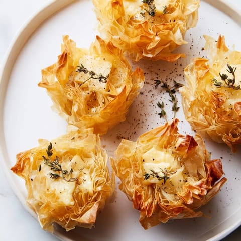 Rustic phyllo cheese nests