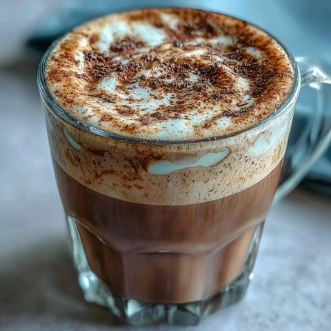 Creamy hojicha latte with vanilla extract, frothy plant milk, and rich roasted green tea aroma.  