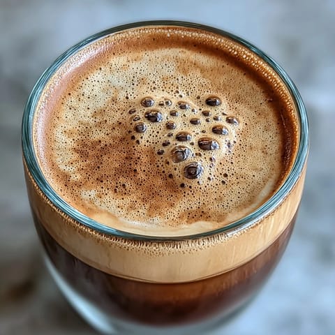 A steaming hojicha cortado with frothy milk, served in a clear glass cup, showcasing the rich amber hue of roasted tea.