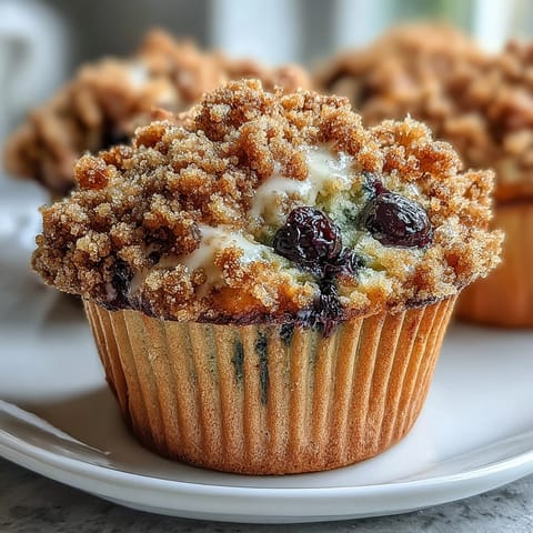 Freshly baked lemon blueberry sourdough crumb muffins with golden tops and juicy berry bursts.  