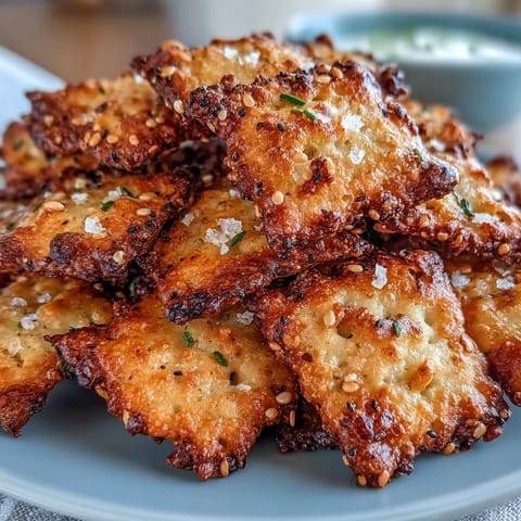 Crispy homemade sourdough crackers topped with everything seasoning and sharp cheddar cheese.