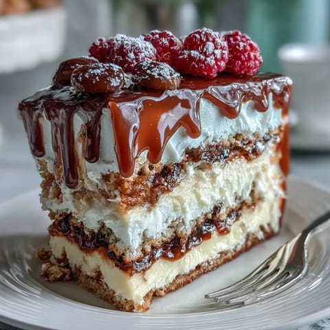 Festive Spring Birthday Sheet Cake with Lemon Curd Filling, topped with whipped cream and fresh berries.