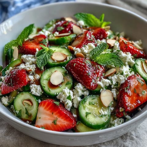 Cucumber Strawberry Mint Salad