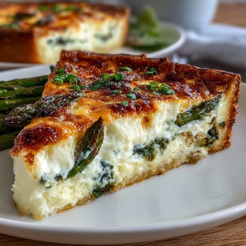 A golden quiche with tender asparagus and creamy Brie, ideal for a festive Mother's Day brunch spread.
