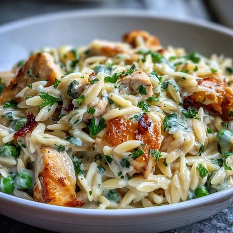 One-Pot Lemon Orzo Chicken Peas