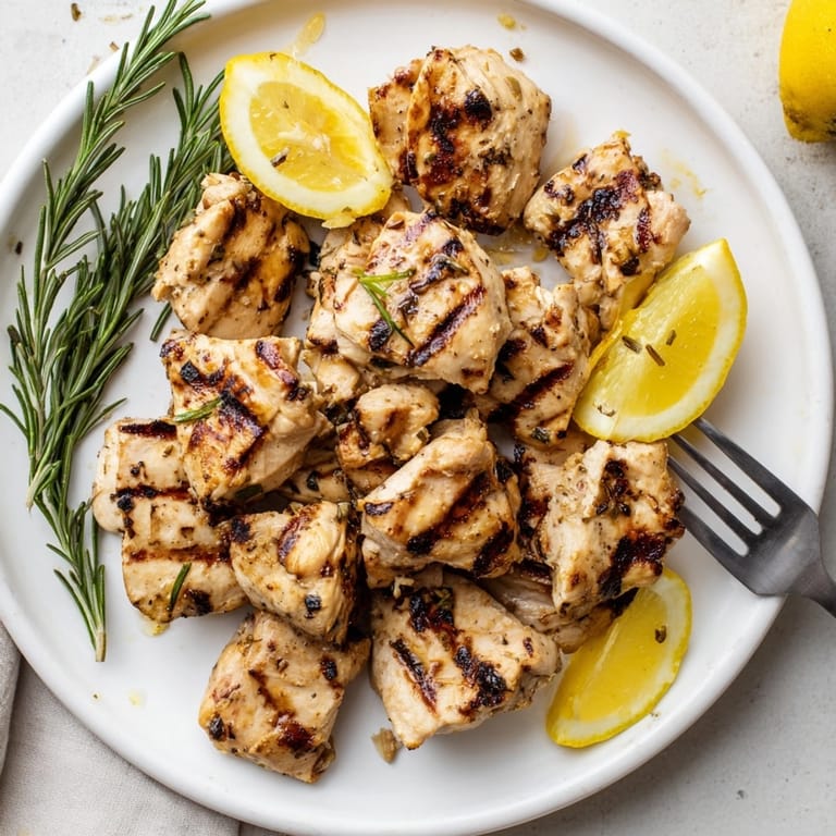 Making Lemon Rosemary Grilled Chicken: tender chicken breasts are perfectly marinated and grilled until juicy.