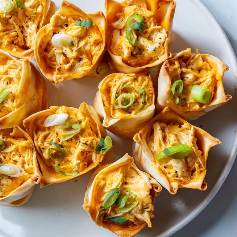 Savory Buffalo Chicken Dip Pinwheel Wontons: imagine the creamy filling wrapped in a golden, crunchy exterior.