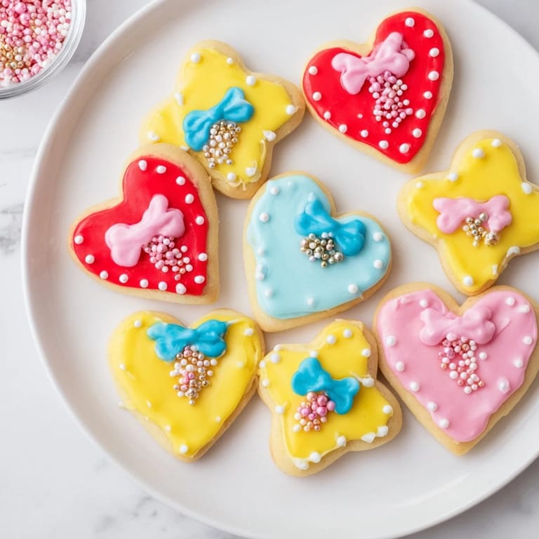 Delicate Pretty Bows Heart & Star Cookies feature charming bow designs and delightful sprinkles for your celebration.