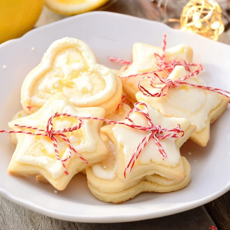 A close-up of buttery, delicate Mignonneries Coeurs et Étoiles cookies, vanilla-infused and exquisitely iced.