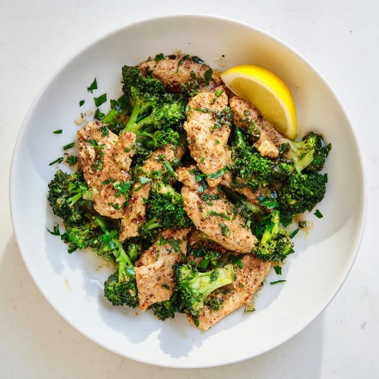 Fresh parsley garnish topping delicious, easy Microwave-Steamed Chicken and Broccoli, an amazing gluten-free meal.