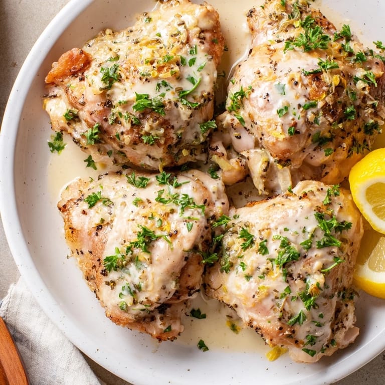 Creamy Greek yogurt chicken, infused with herbs, perfect with roasted vegetables for a healthy meal.