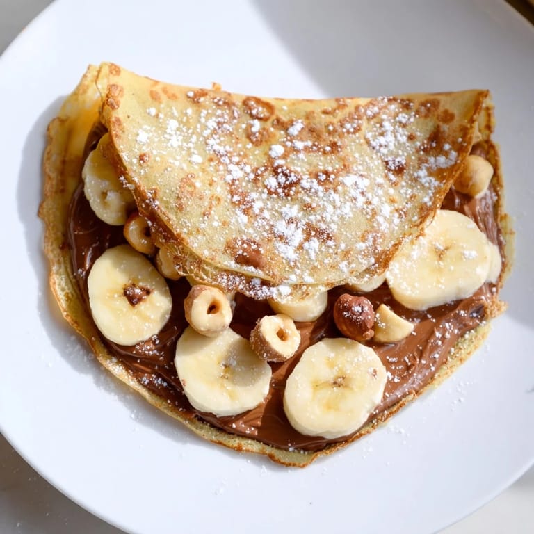 A close-up of a folded Banana Nutella Wrap, showcasing melty Nutella and sliced bananas.
