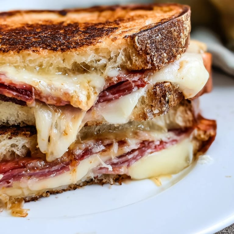 Imagine slicing your warm Charcuterie Grilled Cheese; perfect for a gourmet comfort food lunch.