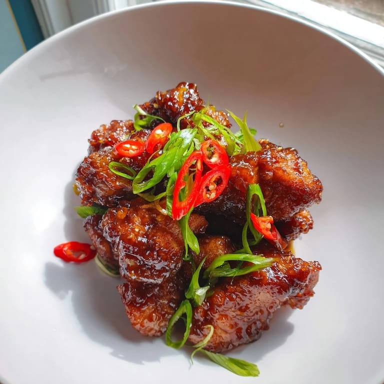 Fresh cilantro and spring onions atop flavorful Vietnamese Caramel Chicken, a delicious main dish.