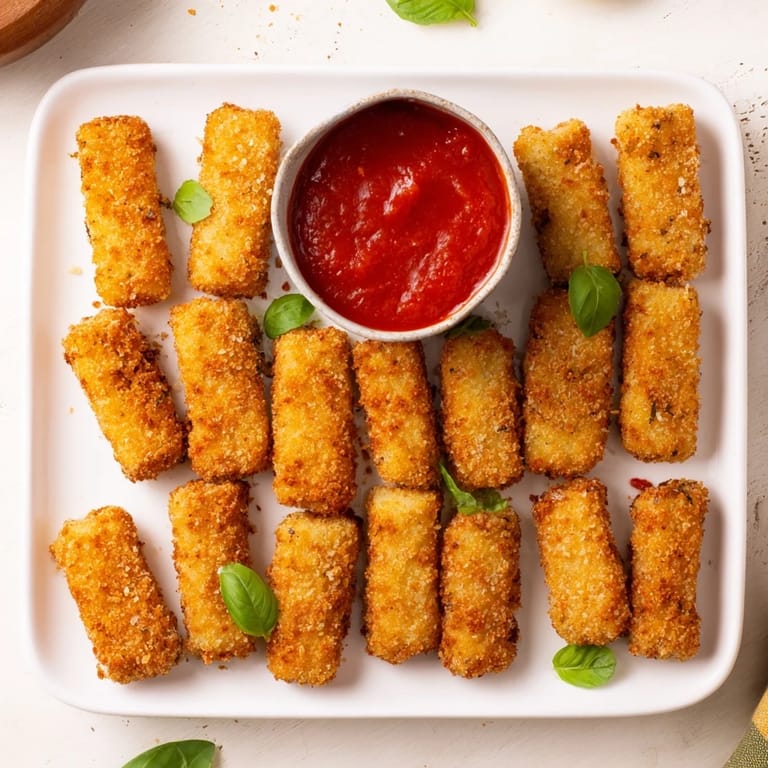 These crispy Air Fryer Mozzarella Sticks feature gooey melted cheese centers and a golden breading, perfect for dipping.