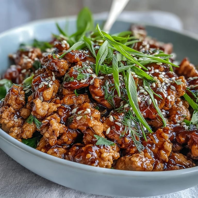 A close-up of Korean-Style Ground Turkey next to fluffy steamed rice and crisp broccoli florets for a complete meal.