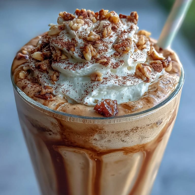 Velvety Hojicha milkshake featuring roasted green tea, vanilla ice cream, and milk, garnished with whipped cream and a dusting of Hojicha powder.