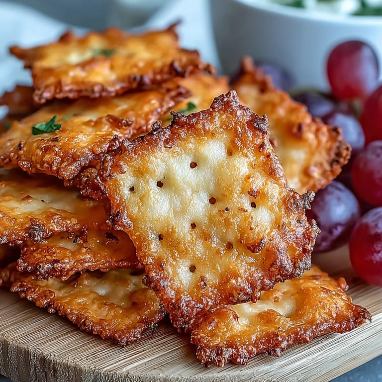 Homemade sourdough Cheez-Its with a tangy cheddar bite, served alongside fresh grapes and optional dark chocolate for a satisfying, portable snack mix.