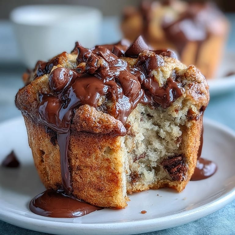 Moist sourdough banana muffins filled with rich chocolate chips, offering a sweet and tangy flavor in every bite.